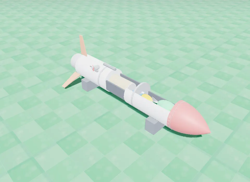 Two-stage model rocket in the SPYRAL 3D Robotics Lab